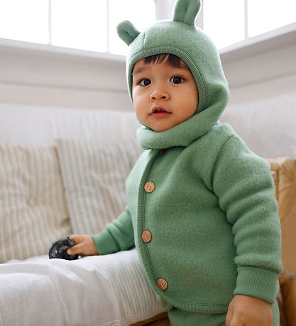 Molo Cardigan - Uldfleece - Umber - Moss Green