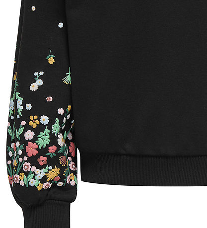 Kids Only Sweatshirt - KogBrooke - Black/Sleeve Flower