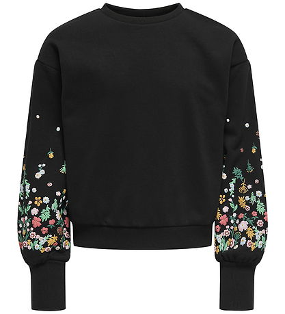 Kids Only Sweatshirt - KogBrooke - Black/Sleeve Flower