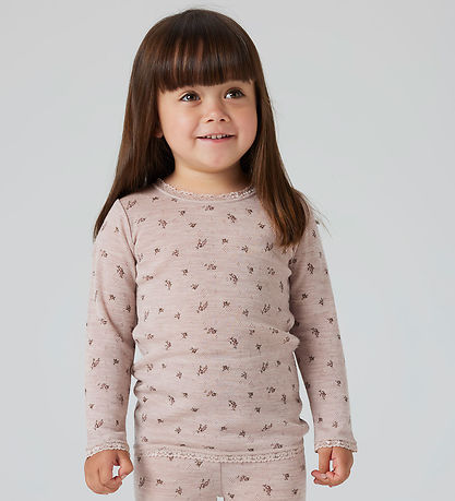 Name It Bluse - Uld - Noos - NmfWang - Shadow Gray/Small flowers