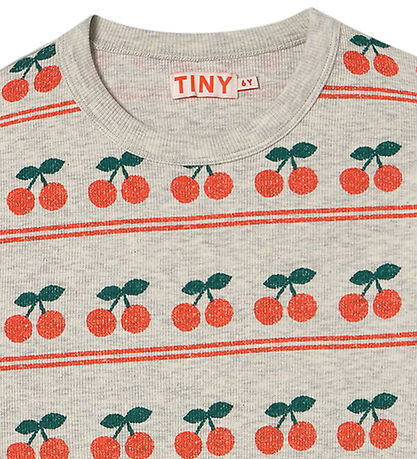 Tiny Cottons Bluse - Rib - Cherry - Light Cream Heather