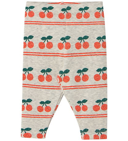 Tiny Cottons Leggings - Rib - Cherry - Light Cream Heather