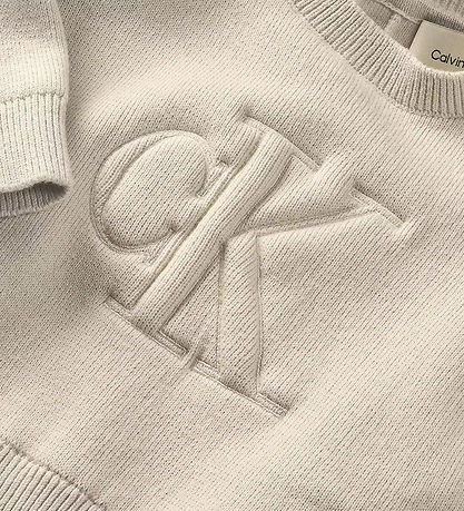 Calvin Klein Bluse - strik - Monogram - Whitecap Gray