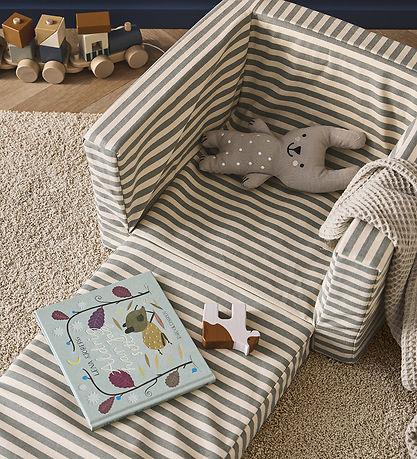 Kids Concept Lænestol - Foldbar - Stribet Blue/white