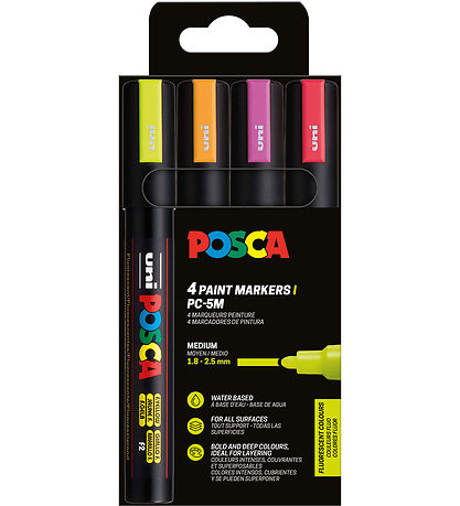 Posca Tuscher - PC-5M - 4 stk. - Neon