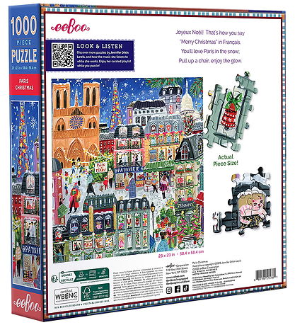 Eeboo Puslespil - 1000 Brikker - Paris Christmas