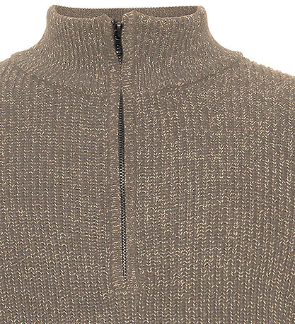 Grunt Bluse - Half Zip - Strik - GrTone - Nature Melange