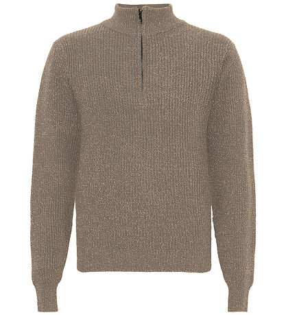 Grunt Bluse - Half Zip - Strik - GrTone - Nature Melange