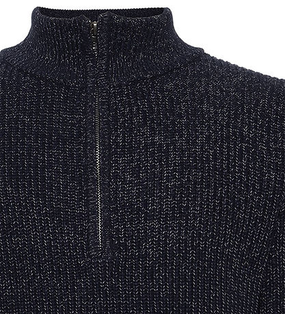 Grunt Bluse - Half Zip - Strik - GrTone - Navy Melange