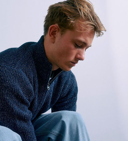 Grunt Bluse - Half Zip - Strik - GrTone - Navy Melange