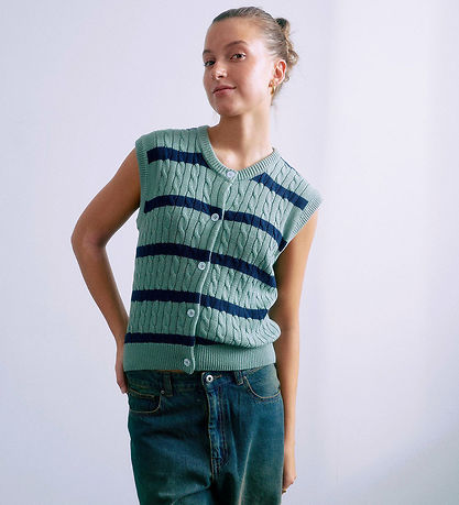 Grunt Vest - Strik - GrLine - Dust Green/Navy