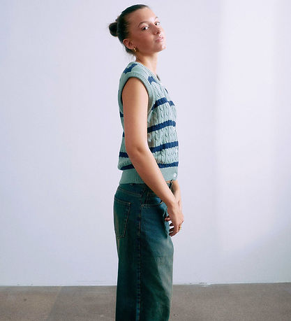 Grunt Vest - Strik - GrLine - Dust Green/Navy