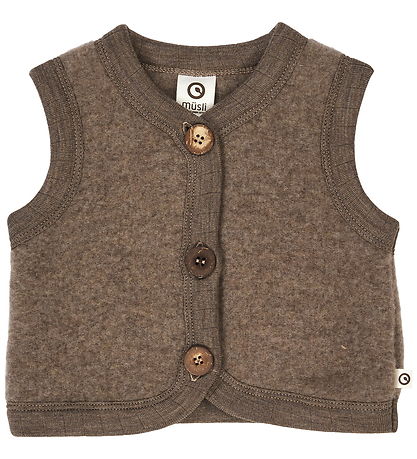 Müsli Fleecevest - Woolly - Uld - Walnut Melange