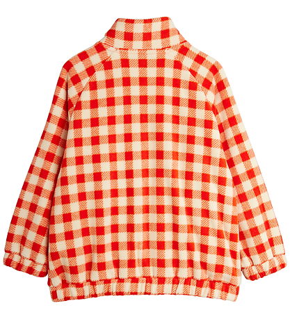Mini Rodini Fleecejakke - Gingham - Rød/Hvidternet