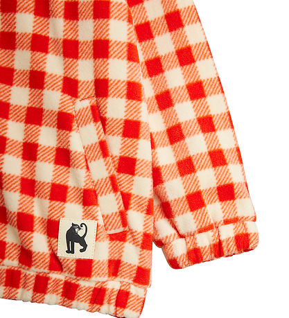 Mini Rodini Fleecejakke - Gingham - Rød/Hvidternet