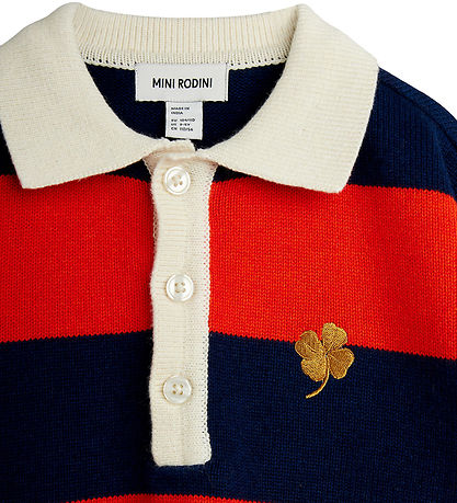 Mini Rodini Sweatshirt - Strik - Rugby - Rød/Blå/Hvid