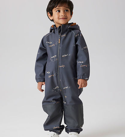 Name It Softshelldragt m. Fleece - Noos - NmmAlfa08 - Grey Pinst