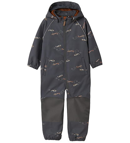 Name It Softshelldragt m. Fleece - Noos - NmmAlfa08 - Grey Pinst