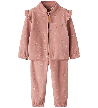Lil' Atelier Fleecejakke - NmfLaspektra - Misty Rose m. Blomster