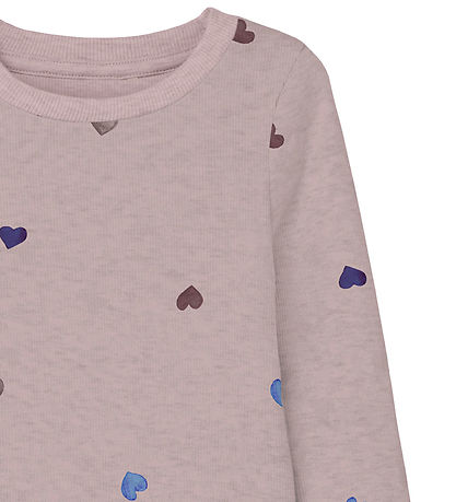 Name It Bluse - Rib - Noos - NmfNutti - Burnished Lilac/Hearts