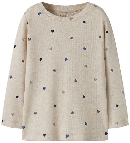 Name It Bluse - Rib - Noos - NmfNutti - Peyote Melange/Hearts