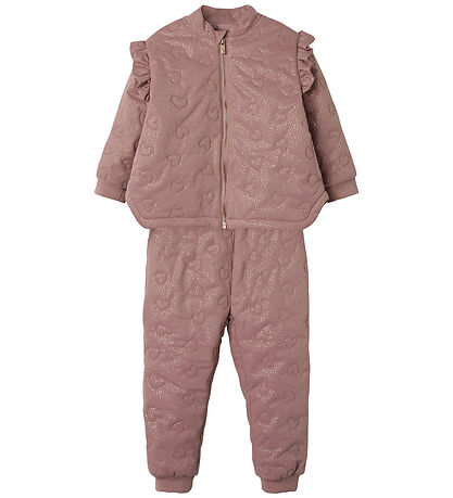 Name It Termosæt m. Fleece - NmfMoon - Woodrose m. Glitter