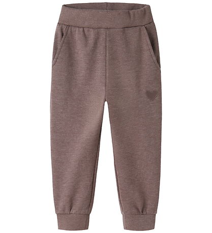 Name It Sweatpants - Nmfvima - Peppercorn/Heart Embroidery