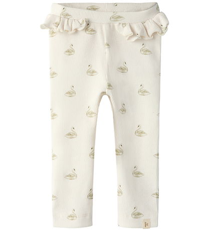 Lil' Atelier leggins - Rib - NbfGavo - Pastel Parchment/Swan