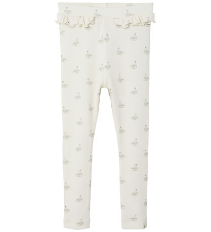 Lil' Atelier leggins - Rib - NmfGavo - Pastel Parchment/Swan