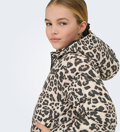 Kids Only Dynejakke - KogDalia - Kort - Silver Mink/Leo