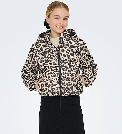 Kids Only Dynejakke - KogDalia - Kort - Silver Mink/Leo