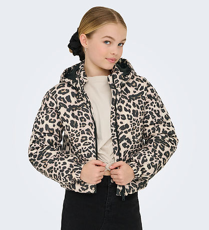 Kids Only Dynejakke - KogDalia - Kort - Silver Mink/Leo