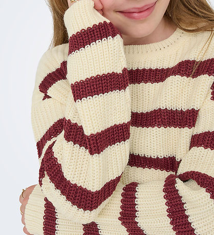Kids Only Bluse - Strik - Noos - KogJusty - Eggnog/Cabernet