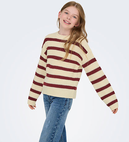 Kids Only Bluse - Strik - Noos - KogJusty - Eggnog/Cabernet