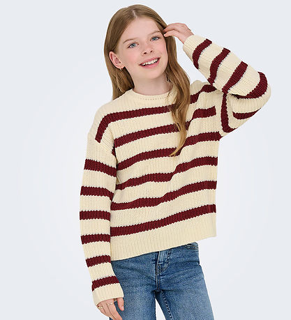 Kids Only Bluse - Strik - Noos - KogJusty - Eggnog/Cabernet