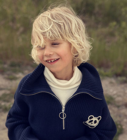 Mini Rodini Bluse - Strik - Panda - Blå