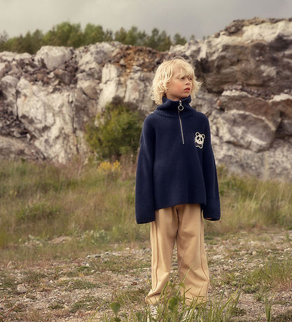 Mini Rodini Bluse - Strik - Panda - Blå