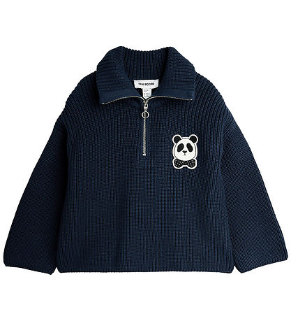 Mini Rodini Bluse - Strik - Panda - Blå