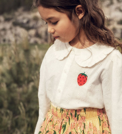 Mini Rodini Skjorte - Strawberry Schiffli - Hvid