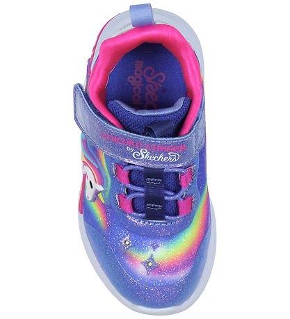 Skechers Sko m. Lys - Unicorn Chaser - Blue/Multi