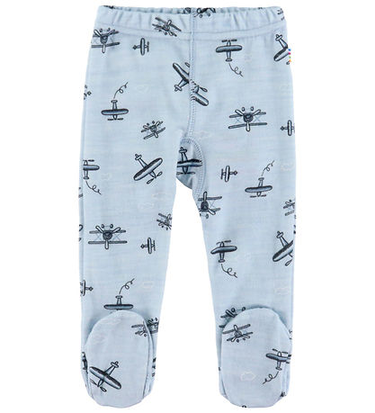 Joha Leggings m. Fødder - Uld/Bambus - Lyseblå