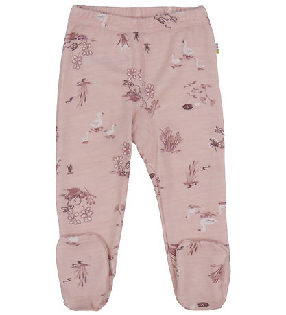Joha Leggings m. Fødder - Uld/Bambus - Lyserød