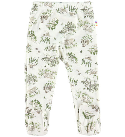 Joha Leggings m. Fødder - Uld/Silke - Off White m. Træer