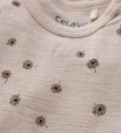 CeLaVi Body l/æ - Uld - Rose Dust m. Blomster