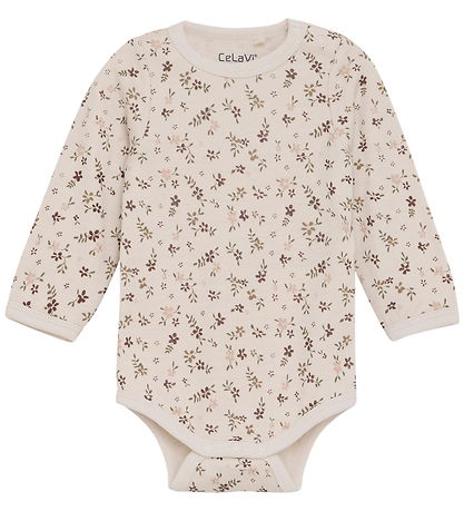 CeLaVi Body l/æ - Uld - Marron m. Blomster