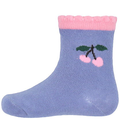 Konges Sløjd Strømper - 2-pak - Jaquard Frill - Blue Fog/Purple 