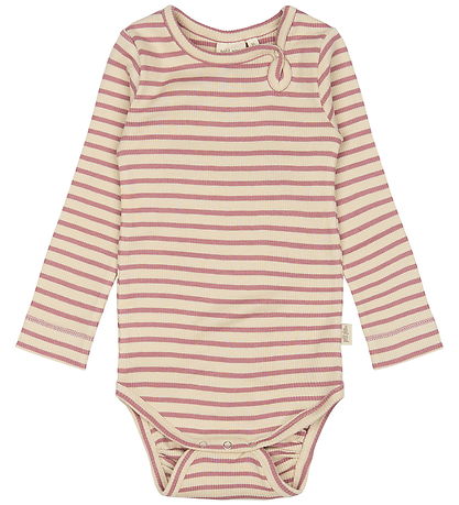 Petit Piao Body l/æ - Rib - Modal - Nostalgic Rose/Off White