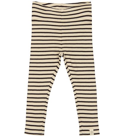 Petit Piao Leggings - Rib - Modal - Coffee Bean/Off White