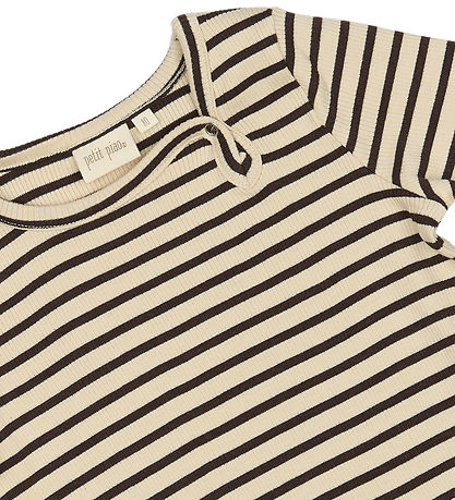 Petit Piao Kjole - Rib - Modal - Coffee Bean/Off White
