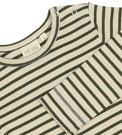 Petit Piao Bluse - Rib - Modal - Green Leaf/Off White